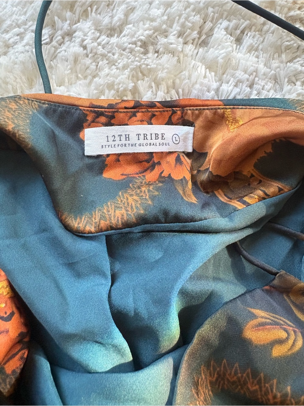 12th Tribe Alexandria Teal Floral Slip Dress Size L NWOT - Picture 8 of 11